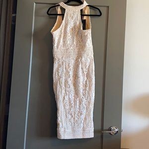 WHITE/NUDE LACE DRESS